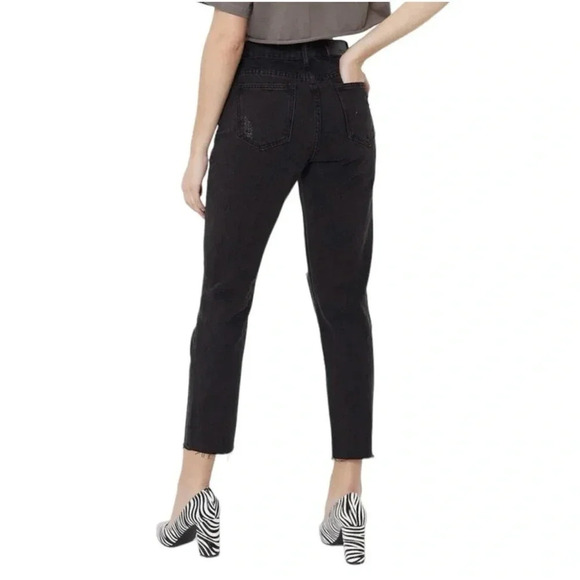 Nasty Gal NWT High Rise Shredded Distressed Faded Black Raw Hem  jeans size us 4 - Picture 10 of 12